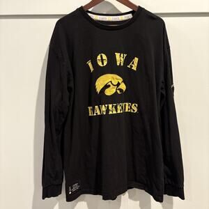 Iowa Hawkeyes Shirt Mens XL‎ Black NCAA Football Long Sleeve Embroidered Cotton